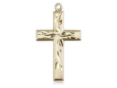 14kt solid gold medium cross pendant 1 1/8 x 5/8 inches handcrafted by Bliss Manufacturing USA
