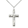 Sterling silver medium cross necklace 1 1/8 x 5/8 inches with 18 inch lite curb chain by Bliss USA