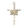 14kt solid gold doves cross pendant 1 x 5/8 inches handcrafted in USA by Bliss Manufacturing