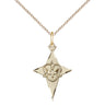 14kt Gold Filled medium Catholic cross necklace with 3/4 inch by 1/2 inch pendant on 18 inch curb chain by Bliss Manufacturing