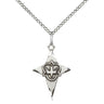 Sterling Silver medium Catholic cross necklace 3/4 inch by 1/2 inch on 18 inch curb chain by Bliss Manufacturing