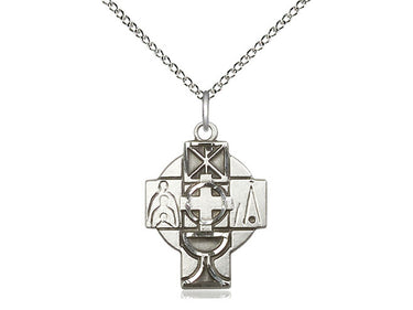 Sterling Silver RCIA pendant necklace 7/8 x 5/8 inch medium on 18 inch chain handcrafted by Bliss USA