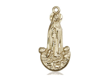 14kt Solid Gold Our Lady of Fatima Medal Pendant 1 x 1/2 inch handcrafted by Bliss