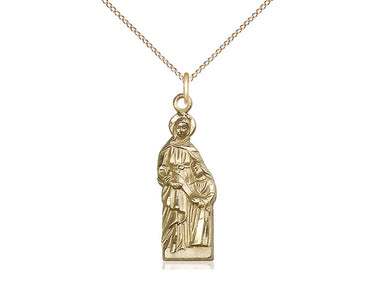Medium 14kt gold filled St. Ann patron saint medal necklace with 18 inch curb chain, handcrafted by Bliss
