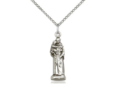 Sterling silver St. Anthony Catholic patron saint medal necklace with 18 inch curb chain by Bliss