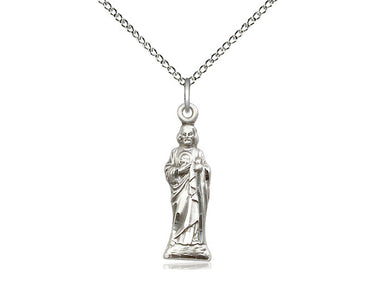 Sterling Silver St. Jude patron saint medal necklace with 7/8 inch pendant on 18 inch curb chain by Bliss