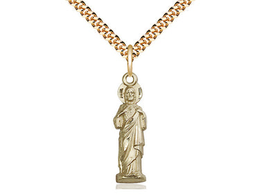 14kt gold filled Sacred Heart pendant necklace with 24 inch curb chain, 1 x 1/4 inch, handcrafted by Bliss Manufacturing USA