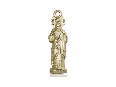 14kt solid gold Sacred Heart medal pendant, 1x1/4 inch, handcrafted by Bliss Manufacturing USA