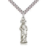 Sterling silver Sacred Heart medal necklace, 1x1/4 inch pendant with 24 inch chain, Bliss Manufacturing