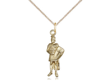 14kt Gold Filled St. Florian Patron Saint Medal Necklace 1 x 3/8 inches with 18 inch chain by Bliss Manufacturing