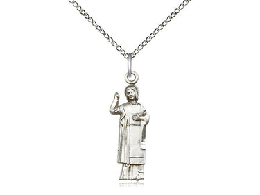 Sterling Silver St. Florian Patron Saint Medal Necklace 1 inch by 1/4 inch on 18 inch chain by Bliss Manufacturing