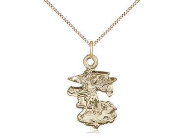 14kt Gold Filled St. Michael the Archangel Medal Necklace 7/8 x 1/2 inches with 18 inch chain by Bliss
