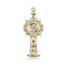 14kt solid gold Monstrance medal pendant 1 x 3/8 inches handcrafted by Bliss Manufacturing USA