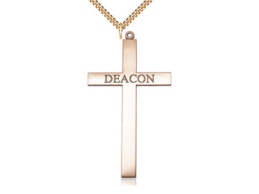 14kt gold filled extra large deacon cross necklace 2 5/8 x 1 3/8 pendant on 24 inch chain by Bliss