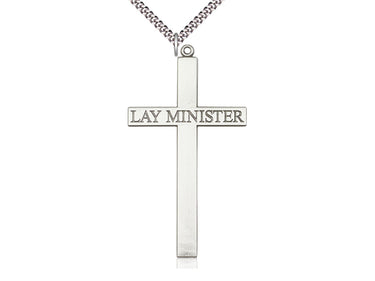 Sterling Silver Extra Large Lay Minister Cross Necklace 2 5/8 x 1 3/8 with 24 inch chain by Bliss