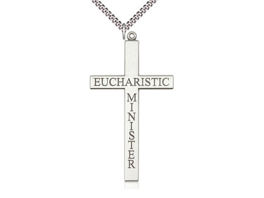 Sterling Silver Extra Large Eucharistic Minister Cross Necklace 2 5/8 x 1 3/8 with 24 inch chain by Bliss