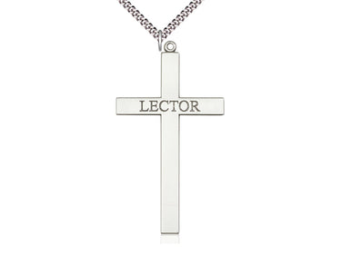 Extra Large Sterling Silver Catholic Lector Cross Necklace 2 5/8 x 1 3/8 inches on 24 inch chain by Bliss