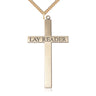 Extra Large 14kt Gold Filled Lay Reader Cross Necklace 2 5/8 x 1 3/8 inches on 24 inch chain by Bliss Manufacturing