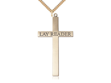 Extra Large 14kt Gold Filled Lay Reader Cross Necklace 2 5/8 x 1 3/8 inches on 24 inch chain by Bliss Manufacturing