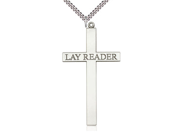 Extra Large Sterling Silver Lay Reader Cross Necklace 2 5/8 x 1 3/8 inches on 24 inch chain by Bliss Manufacturing