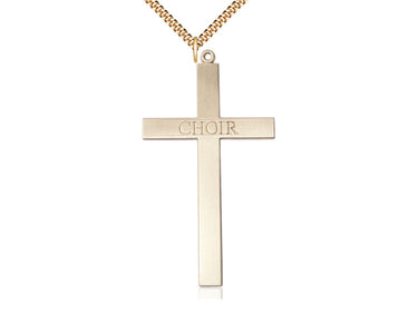 Extra Large 14kt Gold Filled Choir Cross Necklace with 2 5/8 x 1 3/8 inch pendant on 24 inch chain by Bliss Manufacturing