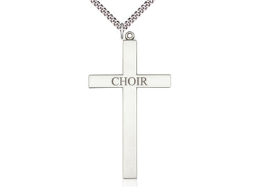 Sterling Silver Extra Large Choir Cross Necklace 2 5/8 x 1 3/8 with 24 inch Chain by Bliss USA