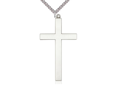 Sterling Silver Extra Large Cross Necklace 2 5/8 x 1 3/8 with 24 inch Chain by Bliss USA