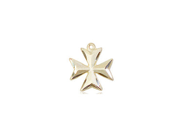 Small 14kt Solid Gold Maltese Cross Pendant 3/8 inch handcrafted by Bliss Manufacturing