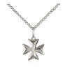 Small Sterling Silver Maltese Cross Necklace 3/8 inch pendant on 18 inch chain handcrafted by Bliss Manufacturing USA