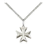 Small Sterling Silver Maltese Cross Necklace 3/8 inch pendant on 18 inch chain handcrafted by Bliss Manufacturing USA