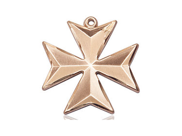 14kt Solid Gold Medium Maltese Cross Pendant 7/8 inch by Bliss Manufacturing USA