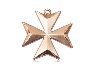 14kt Solid Gold Medium Maltese Cross Pendant 1 inch x 7/8 inch by Bliss Manufacturing USA