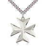 Sterling Silver Maltese Cross Pendant Necklace 7/8 inch on 24 inch chain handcrafted by Bliss Manufacturing USA