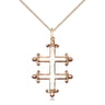 14kt Gold Filled Cross of Lorraine necklace 1 inch by 5/8 inch pendant on 18 inch chain handcrafted by Bliss USA