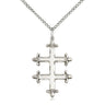 Sterling Silver Cross of Lorraine necklace 1 inch by 5/8 inch pendant on 18 inch chain handcrafted by Bliss USA