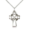 Sterling Silver Shamrock Cross Necklace 1 inch with 18 inch chain by Bliss Manufacturing