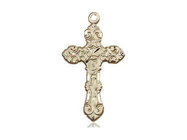 14kt Solid Gold Medium Cross Pendant 1 inch x 1/2 inch handcrafted by Bliss Manufacturing USA
