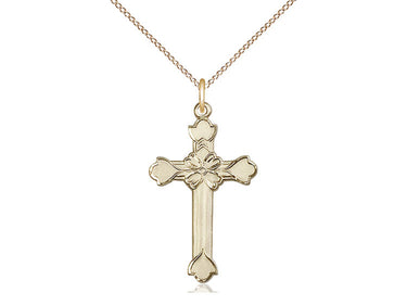 14kt Gold Filled Medium Cross Necklace with 1 inch x 5/8 inch pendant on 18 inch curb chain by Bliss