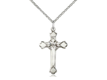 Sterling Silver Medium Cross Necklace 1 x 5/8 inches with 18 inch chain by Bliss Manufacturing