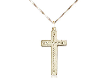 14kt Gold Filled medium cross necklace pendant 1x1/2 with 18 inch curb chain handmade by Bliss USA