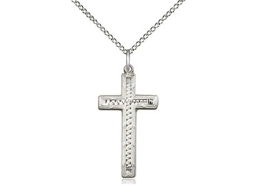 Sterling Silver Medium Cross Necklace 1 x 1/2 inches with 18 inch chain by Bliss Manufacturing