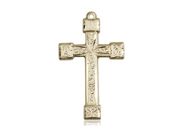 14kt Solid Gold Catholic Cross Pendant 1 inch by 5/8 inch Medium Size Handcrafted by Bliss Manufacturing