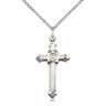 Sterling Silver Catholic Cross Necklace 1 1/8 inch by 1/2 inch Pendant 18 Inch Chain Handcrafted by Bliss