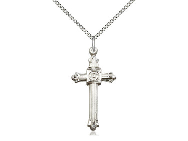 Sterling Silver Catholic Cross Necklace 1 1/8 inch by 1/2 inch Pendant 18 Inch Chain Handcrafted by Bliss