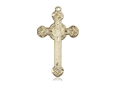 14kt solid gold medium cross pendant 1 inch by 5/8 inch handcrafted by Bliss Manufacturing