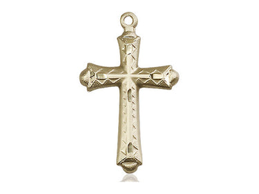 14kt solid gold medium cross pendant 1 1/8 inch by 5/8 inch handcrafted by Bliss Manufacturing