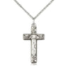 Sterling Silver Medium Cross Necklace 1 inch by half inch pendant with 18 inch curb chain handmade by Bliss Manufacturing USA