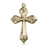 14kt solid gold Catholic cross pendant 1 inch by 5/8 inch handcrafted by Bliss Manufacturing USA