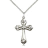 Sterling Silver Medium Cross Necklace 1 inch by five eighths inch pendant with 18 inch curb chain handmade by Bliss Manufacturing USA