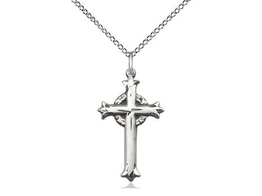 Sterling Silver Medium Cross Necklace 1 inch by half inch pendant with 18 inch curb chain by Bliss
